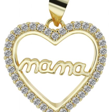 925/- Echt Silber Anhänger "Nolan" Herz mit Schriftzug Mama mit Zirkonia, ver...