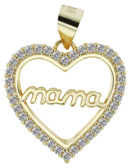 925/- Echt Silber Anhänger "Nolan" Herz mit Schriftzug Mama mit Zirkonia, ver...