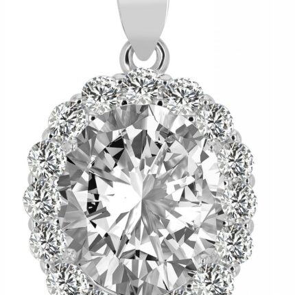 925/- Echt Silber Anhänger "Octa", runder Zrirkoniabesatz, rhodiniert
