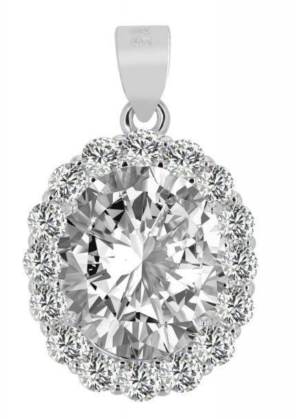 925/- Echt Silber Anhänger "Octa", runder Zrirkoniabesatz, rhodiniert
