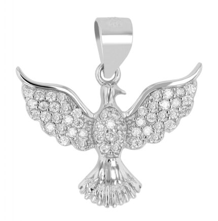 Kettenanhänger Taube 925er Sterling Silber "Zezilia" mit Zirkoniabesatz, rhod...
