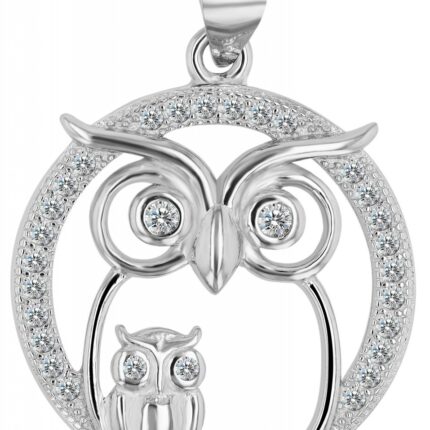 925/- Echt Silber Anhänger Eule "Willa" mit Zirkonia, rhodiniert