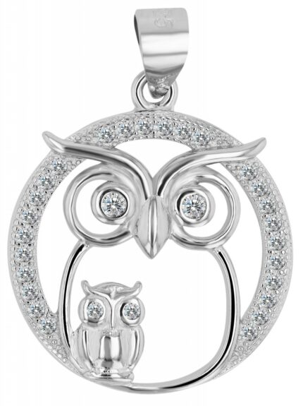 925/- Echt Silber Anhänger Eule "Willa" mit Zirkonia, rhodiniert