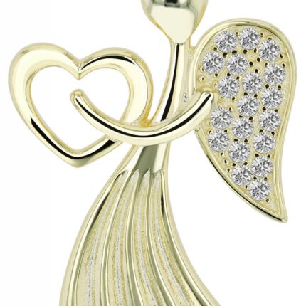 925/- Echt Silber Anhänger Engel "Alexia" mit Zirkonia, vergoldet oder rhodin...