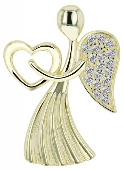 925/- Echt Silber Anhänger Engel "Alexia" mit Zirkonia, vergoldet oder rhodin...