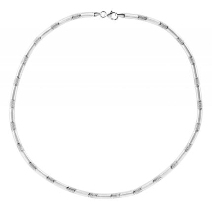 925/- Echt Silber Halskette "Madita", Zirkoniabesatz, mattiert, 925/rhodinier...