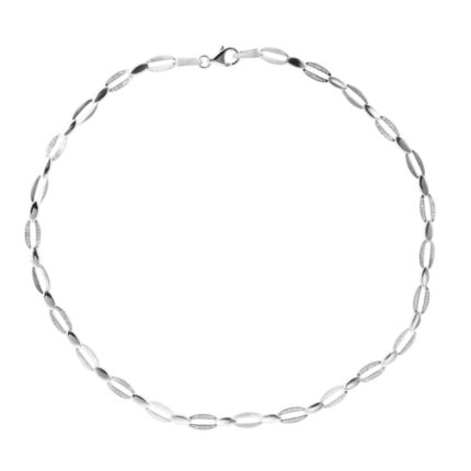 925/- Echt Silber Halskette "Lene", Zirkoniabesatz, mattiert/poliert, 925/rho...