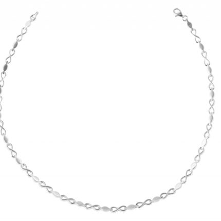925/- Echt Silber Halskette "Stina", Infinity, matt/poliert, 925/rhodiniert