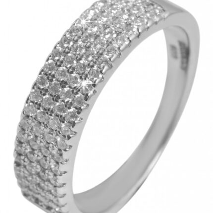 925/- Echt Silber Ring "Chimalis" mit Zirkoniabesatz, 925/rhodiniert