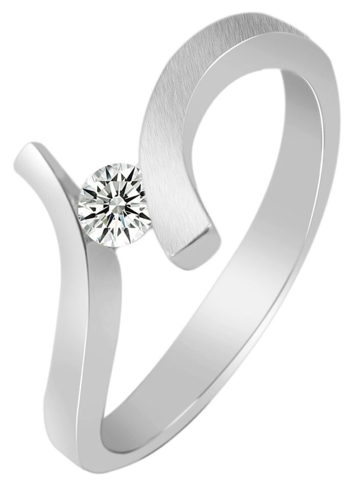 925/- Echt Silber Ring "Thea", Zirkoniabesatz, matt/poliert, 925/rhodiniert - Image 1