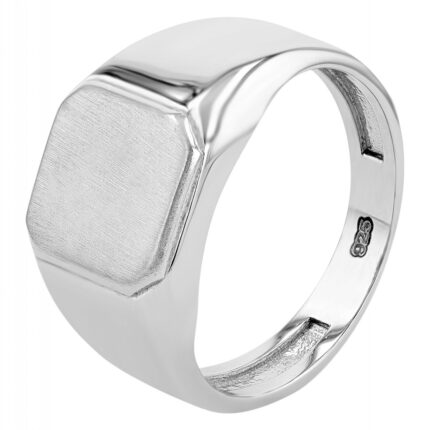925/- Echt Silber Siegelring "Phlox", rhodiniert, matt/poliert
