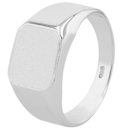 925/- Echt Silber Siegelring "Tjark", rhodiniert, massiv, mattiert/poliert