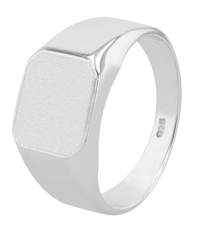 925/- Echt Silber Siegelring "Tjark", rhodiniert, massiv, mattiert/poliert