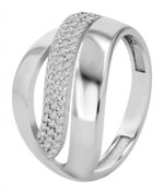 925/- Echt Silber Damenring "Doria", Zirkoniabesatz, rhodiniert, Gr. 52-62