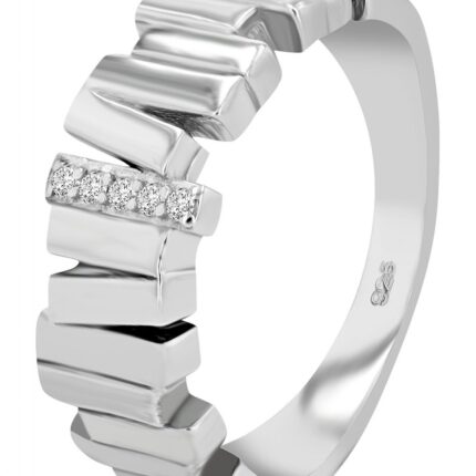 925/- Echt Silber Damenring "Kaira", Zirkoniabesatz & rhodiniert