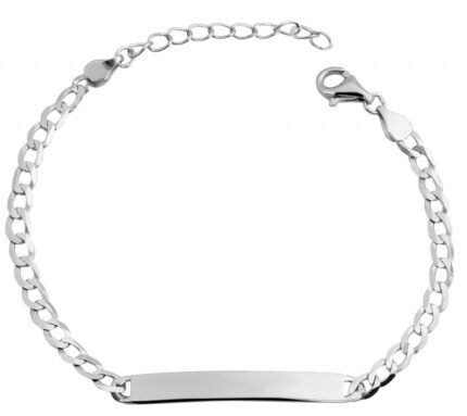 925/- Echt Silber Identarmband "Siwar", 925 Silber/rhodiniert