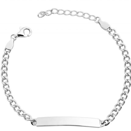 925/- Echt Silber Armband "Nidal" mit gravurfähiger Identplatte, 925/ rhodiniert