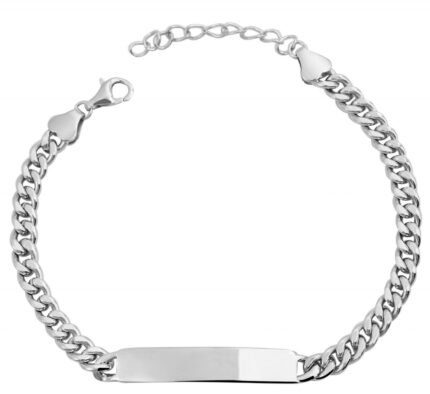 925/- Echt Silber Identarmband "Nibal", 925/ rhodiniert