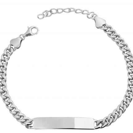 925/- Echt Silber Identarmband "Nibal", 925/ rhodiniert