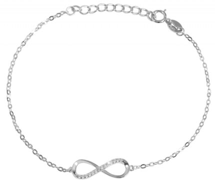925/- Echt Silber Armband "Florica", Infinity, Zirkoniabesatz, 17+3 cm