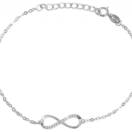 925/- Echt Silber Armband "Florica", Infinity, Zirkoniabesatz, 17+3 cm