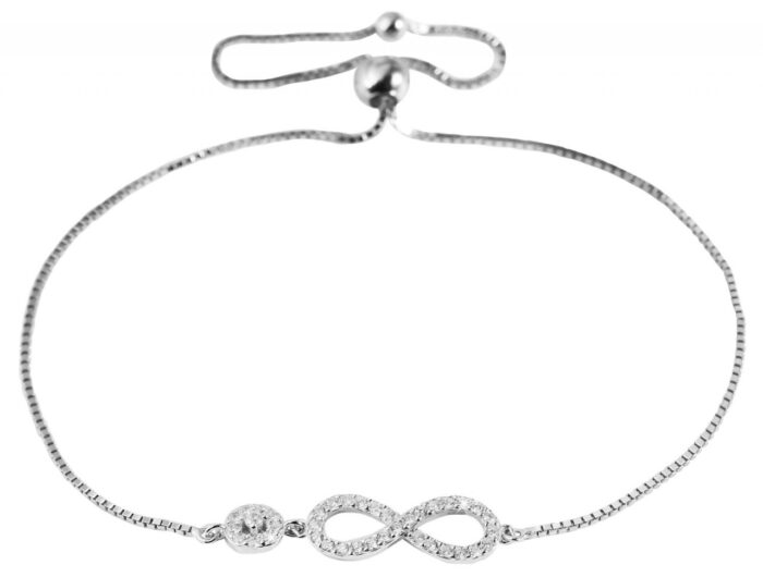 925/- Echt Silber Armband "Ilse", Inifintiy, Zirkoniabesatz, 925/rhodiniert - Image 1