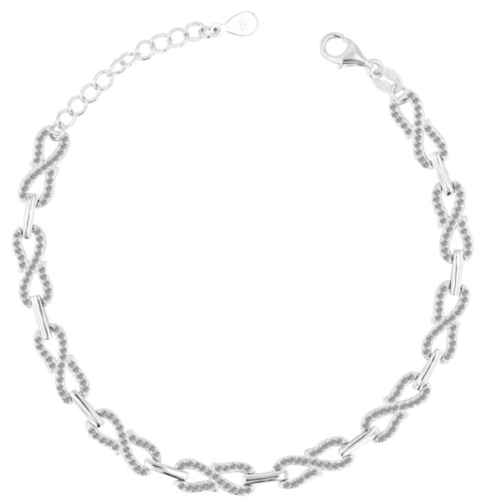 925/- Echt Silber Infinity-Armband "Milana", 18 + 3 cm, rhodiniert - Image 3