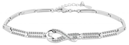 925/- Echt Silber Armband "Sancha", Zirkoniabesatz, 19 + 3 cm, rhodiniert