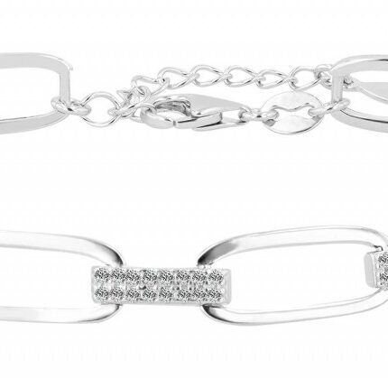 925/- Echt Silber Armband "Jovita", Zirkoniabesatz, 18 + 3 cm, rhodiniert