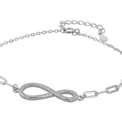 925/- Echt Silber Armband "Nova", Infinity, rhodiniert, 17+3 cm