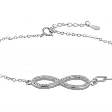 925/- Echt Silber Infinity-Armband "Juliette", rhodiniert, 17+3 cm