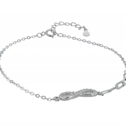 925/- Echt Silber Armband "Remy" mit Infinity-Symbol, rhodiniert, 17+3 cm