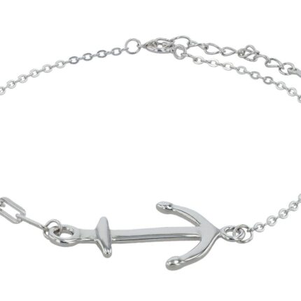 925/- Echt Silber Anker-Armband "Mireille", rhodiniert, 17+3 cm