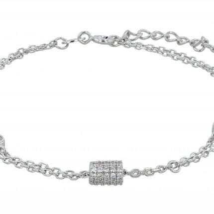 925/- Echt Silber Armband "Valar", zweireihig & rhodiniert, 17+3 cm
