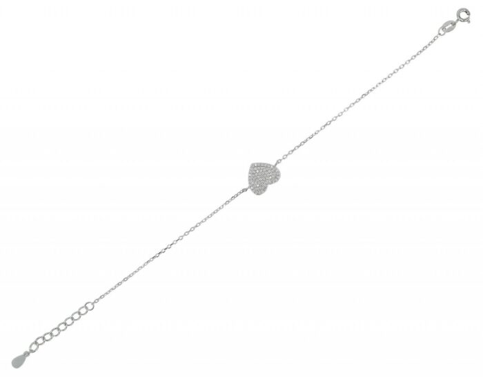 925/- Echt Silber Armband "Moni", Herz mit Besatz, rhodiniert, 17+3 cm - Image 2