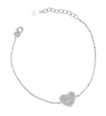 925/- Echt Silber Armband "Moni", Herz mit Besatz, rhodiniert, 17+3 cm - Image 3