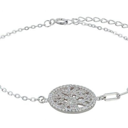925/- Echt Silber Armband "Irie", Lebensbaum mit Besatz, rhodiniert, 17+3 cm