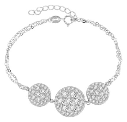 Armband "Abha" mit Zirkoniabesatz, 925/- Echt Silber rhodiniert, 17+3 cm