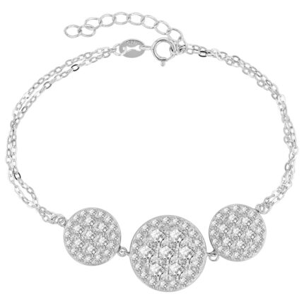 Armband "Abha" mit Zirkoniabesatz, 925/- Echt Silber rhodiniert, 17+3 cm
