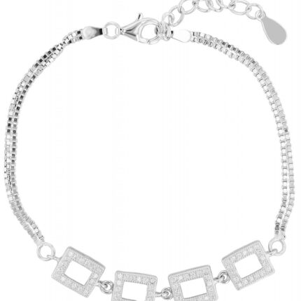 Armband "Adina" mit Zirkoniabesatz aus 925/- Echt Silber, rhodiniert, 17+3 cm