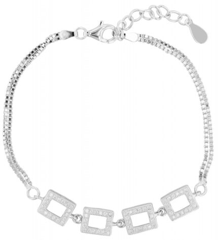 Armband "Adina" mit Zirkoniabesatz aus 925/- Echt Silber, rhodiniert, 17+3 cm