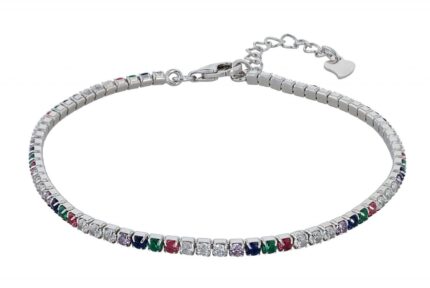 925/- Echt Silber Tennisarmband "Twyla" mit weißem oder buntem Besatz, rhodin...