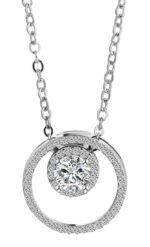 925/- Echt Silber Halskette "Nina" mit Zirkonia besetzten Anhängern, 925/rhod...