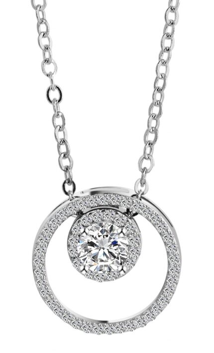 925/- Echt Silber Halskette "Nina" mit Zirkonia besetzten Anhängern, 925/rhod...