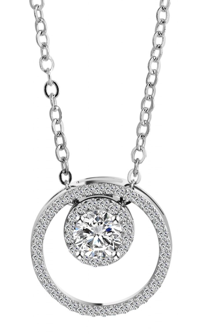 925/- Echt Silber Halskette "Nina" mit Zirkonia besetzten Anhängern, 925/rhod... - Image 1