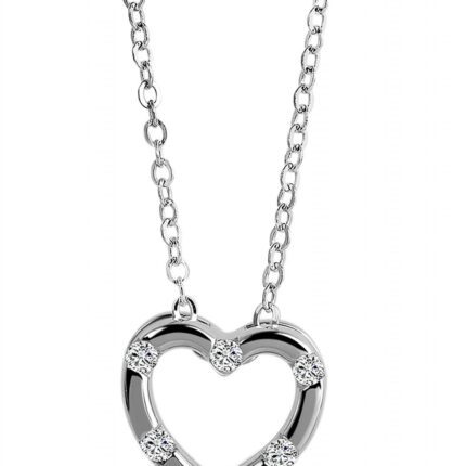 925/- Echt Silber Halskette mit Herzanhänger "Clarissa", 925/rhodiniert