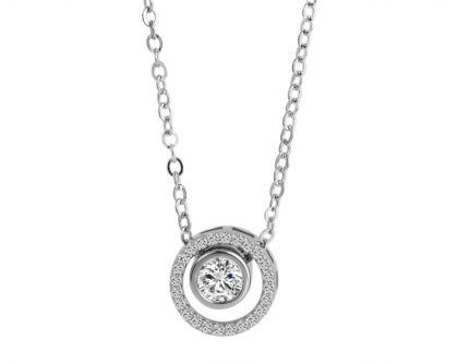 925/- Echt Silber Halskette "Franziska" runder Anhänger, 925/rhodiniert