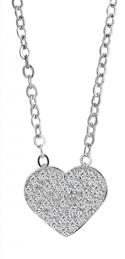 925/- Echt Silber Halskette mit Herzanhänger "Conni", Zirkoniabesatz, 925/rho...
