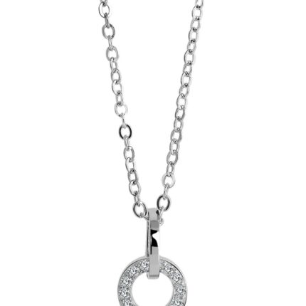 925/- Echt Silber Halskette mit rundem Anhänger "Dareena", Zirkoniabesatz, 92...