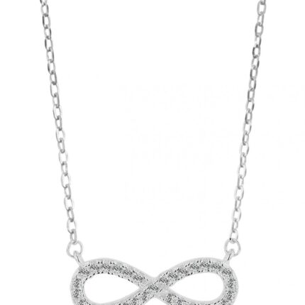 925/- Echt Silber Halskette mit Anhänger, Infinity, 42+3cm